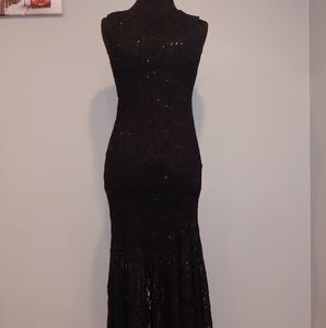 Black lace evening dress